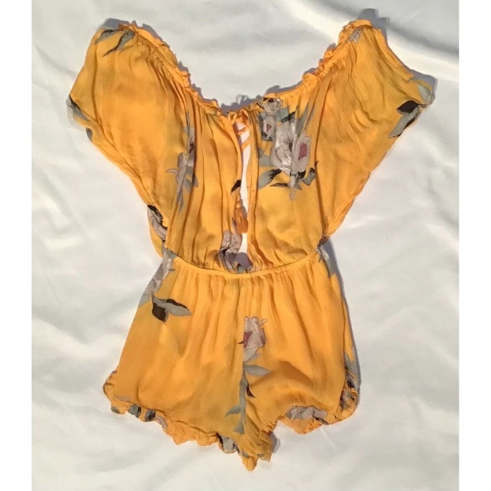 Topshop Womens Summer Resort Wear Floral Print Playsuit Romper GenZ Yellow Sm